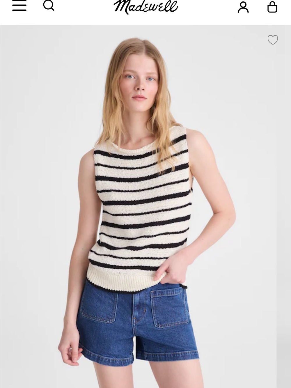 Madewell Boatneck Sweater Tank - Ivory And Black Stripe